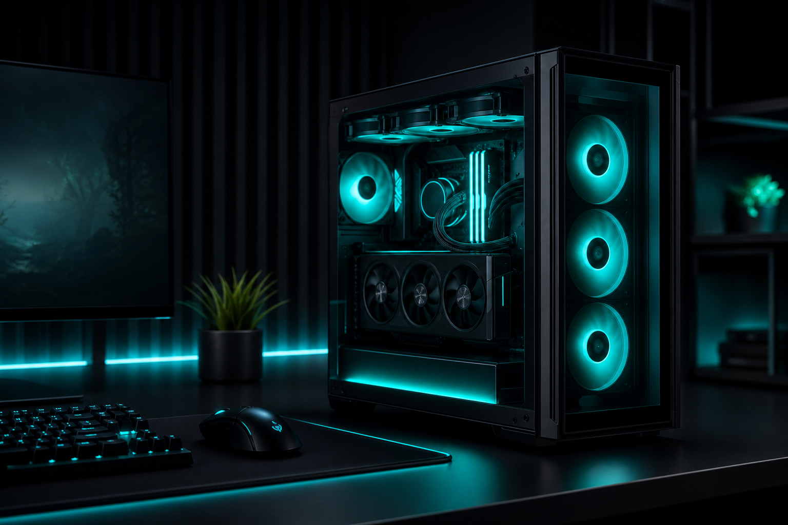 Build gaming con RGB teal