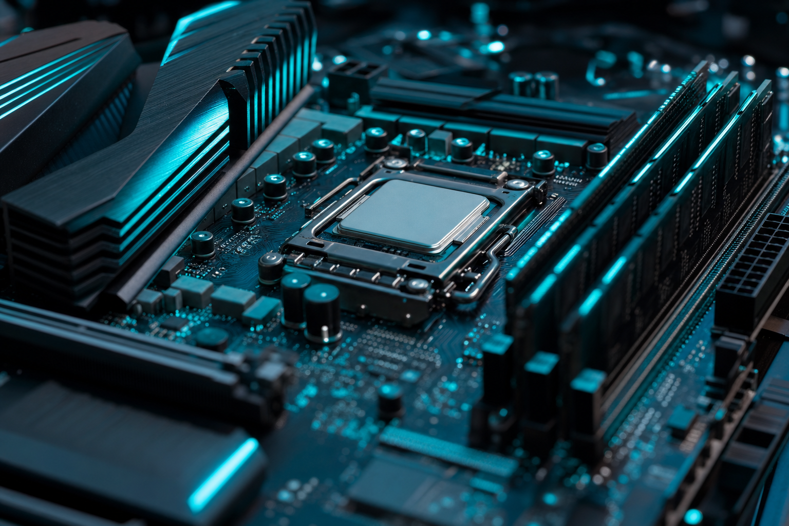Scheda madre con CPU e RAM