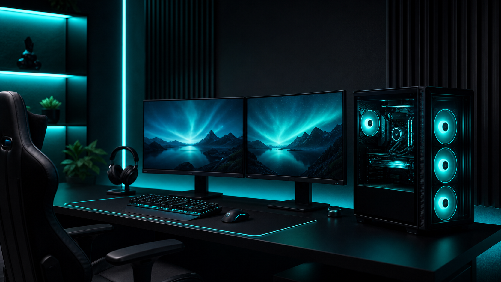 Postazione gaming con doppio monitor